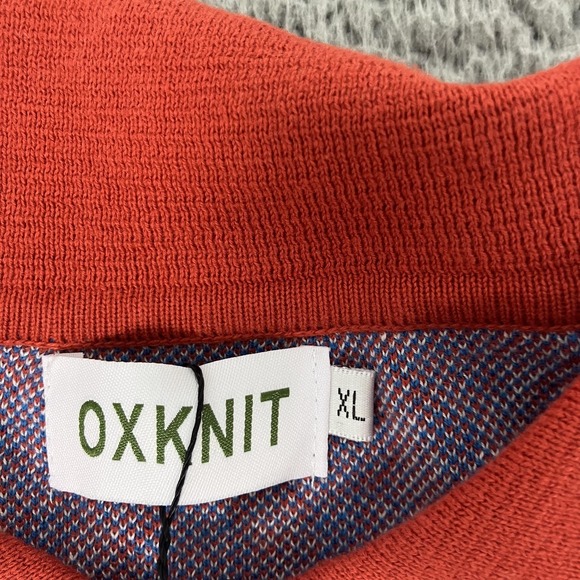 OXKNIT Sweater Womens XL Blue Cotton Retro Cardigan Button Up Knit Geometric - Picture 3 of 7